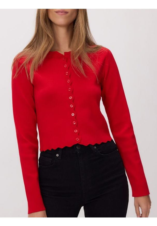 Reserved - Kardigan z wiskozą - czerwony. Kolor: czerwony. Materiał: wiskoza