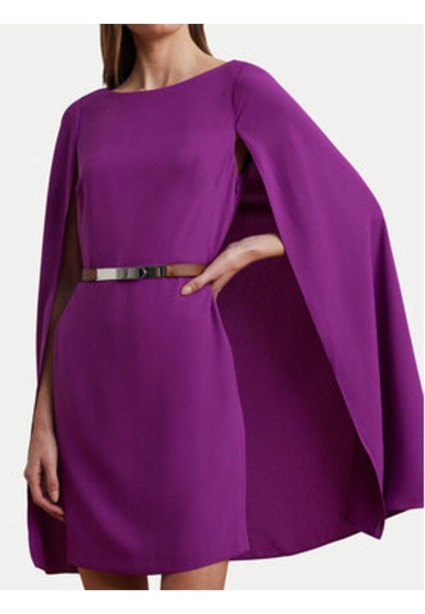 Lauren Ralph Lauren - LAUREN RALPH LAUREN Sukienka koktajlowa 2,53855E+11 Fioletowy Slim Fit. Kolor: fioletowy. Materiał: syntetyk. Styl: wizytowy