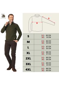 TAGART - Sweter myśliwski męski Thorn 2 ze stójką z wełny. Typ kołnierza: kołnierzyk stójkowy. Kolor: zielony. Materiał: wełna