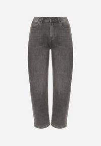 Born2be - Szare Jeansy Mom Fit z Wysokim Stanem Rallanda. Okazja: na spacer, na co dzień. Stan: podwyższony. Kolor: szary. Styl: casual #4