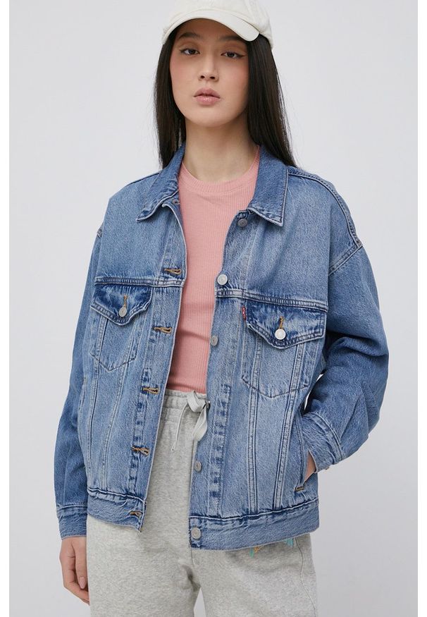 Levi's® - Levi's kurtka jeansowa A1743.0004 damska przejściowa oversize. Okazja: na spotkanie biznesowe. Kolor: niebieski. Materiał: jeans. Styl: biznesowy