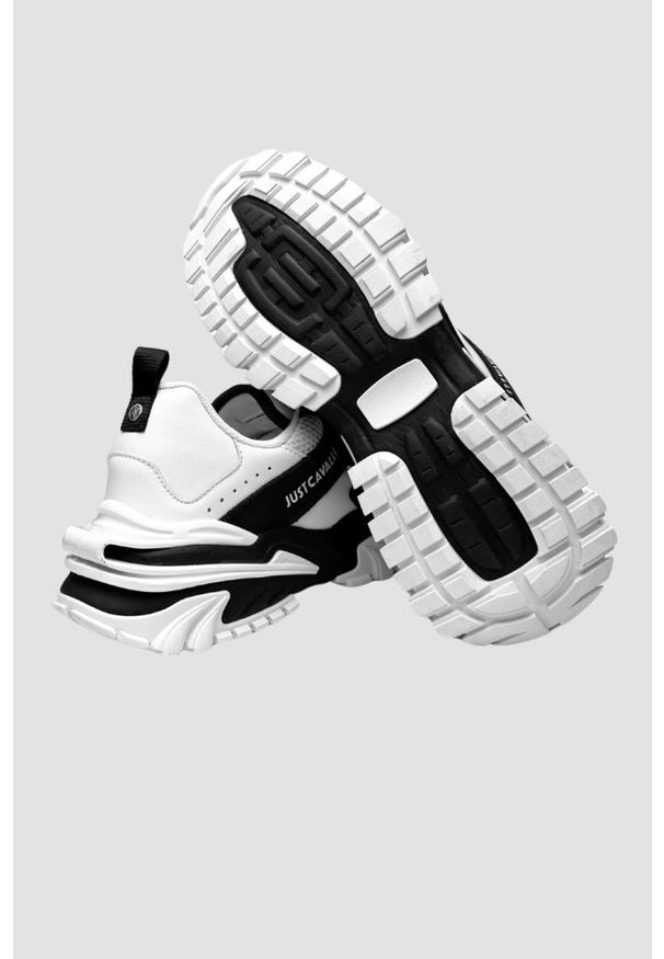 Just Cavalli - JUST CAVALLI Białe sneakersy FONDO GRUT DIS. 4, Rozmiar 41. Kolor: biały
