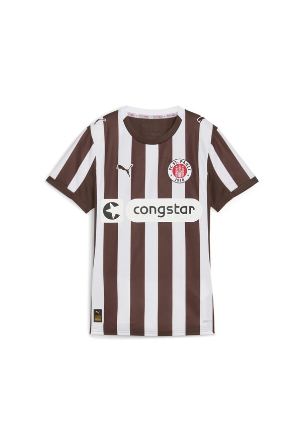 Puma - Damska koszulka domowa FC St. Pauli 25/26 PUMA. Kolor: biały, wielokolorowy, brązowy. Sport: piłka nożna