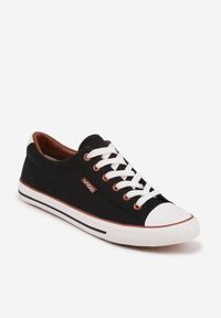 Born2be - Czarne Klasyczne Trampki do Kostki z Lamówką przy Podeszwie Kasiope. Okazja: na co dzień. Kolor: czarny. Materiał: jeans. Styl: klasyczny #3