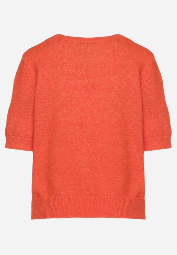 Born2be - Pomarańczowy Sweter z Wełną i Krótkim Rękawem Turosa. Okazja: na co dzień. Kolor: pomarańczowy. Materiał: wełna. Długość rękawa: krótki rękaw. Długość: krótkie. Styl: elegancki, casual, klasyczny