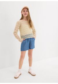 bonprix - Szorty z gumką w talii z czystej bawełny. Kolor: niebieski. Materiał: bawełna #3