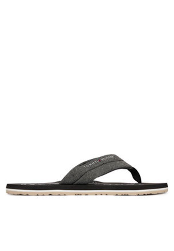 TOMMY HILFIGER - Tommy Hilfiger Japonki Hilfiger Chambray Beach Sandal FM0FM05751 Szary. Kolor: szary. Materiał: materiał