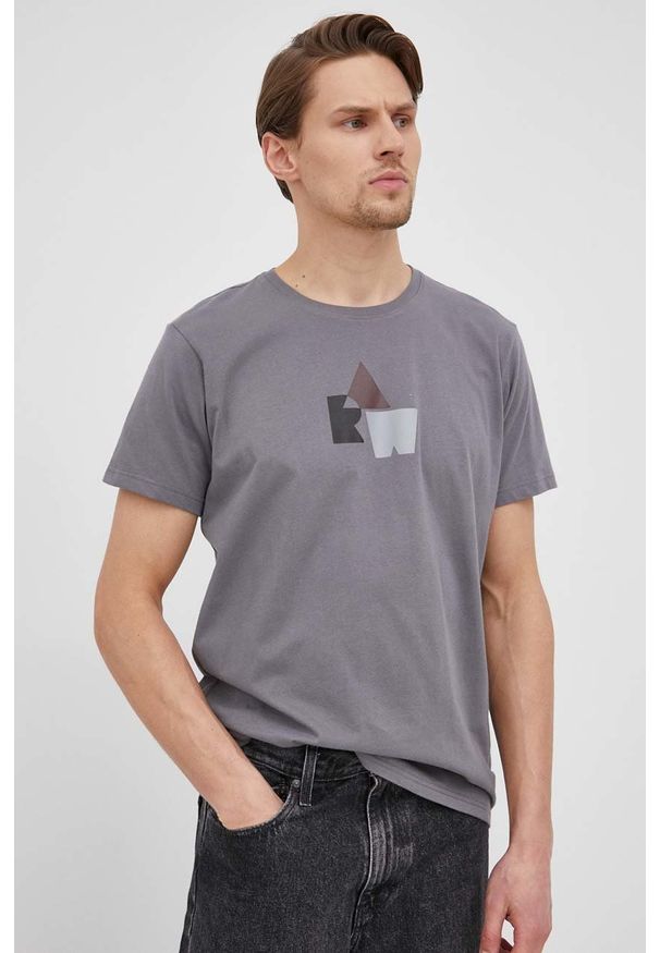 G-Star RAW - G-Star Raw t-shirt bawełniany kolor szary z nadrukiem. Kolor: szary. Materiał: bawełna. Wzór: nadruk