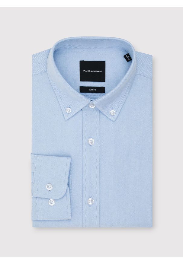 Pako Lorente - Niebieska koszula męska. Typ kołnierza: button down. Kolor: niebieski. Materiał: bawełna. Długość rękawa: długi rękaw. Długość: długie. Wzór: gładki