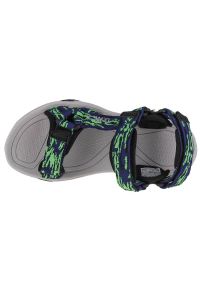 Sandały CMP Hamal Hiking Sandal Jr 38Q9954-22NL czarne granatowe zielone. Okazja: na co dzień. Zapięcie: rzepy. Kolor: czarny, zielony, wielokolorowy, niebieski. Materiał: guma, syntetyk, materiał, tkanina. Wzór: paski. Styl: casual #3