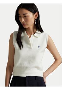 Polo Ralph Lauren Sweter 211970666001 Biały Regular Fit. Typ kołnierza: polo. Kolor: biały. Materiał: bawełna