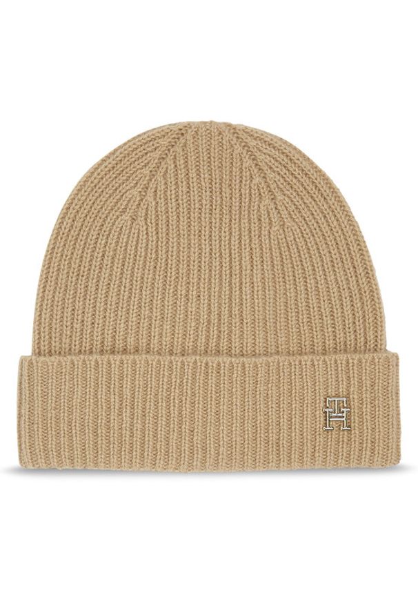 TOMMY HILFIGER - Tommy Hilfiger Czapka Cashmere Chic Beanie AW0AW15321 Beżowy. Kolor: beżowy. Materiał: materiał