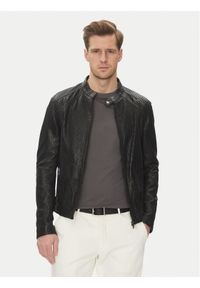 Serge Pariente Kurtka skórzana Leni Czarny Slim Fit. Kolor: czarny. Materiał: skóra