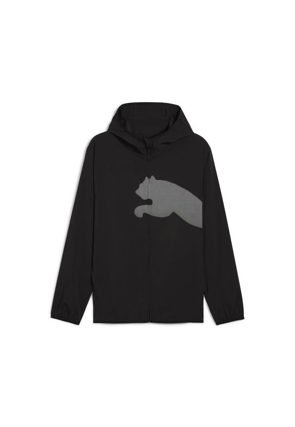 Puma - Męska kurtka z tkaniny Train All Day z dużym logo PUMA. Kolor: wielokolorowy, szary, fioletowy, czarny. Materiał: tkanina. Sport: bieganie