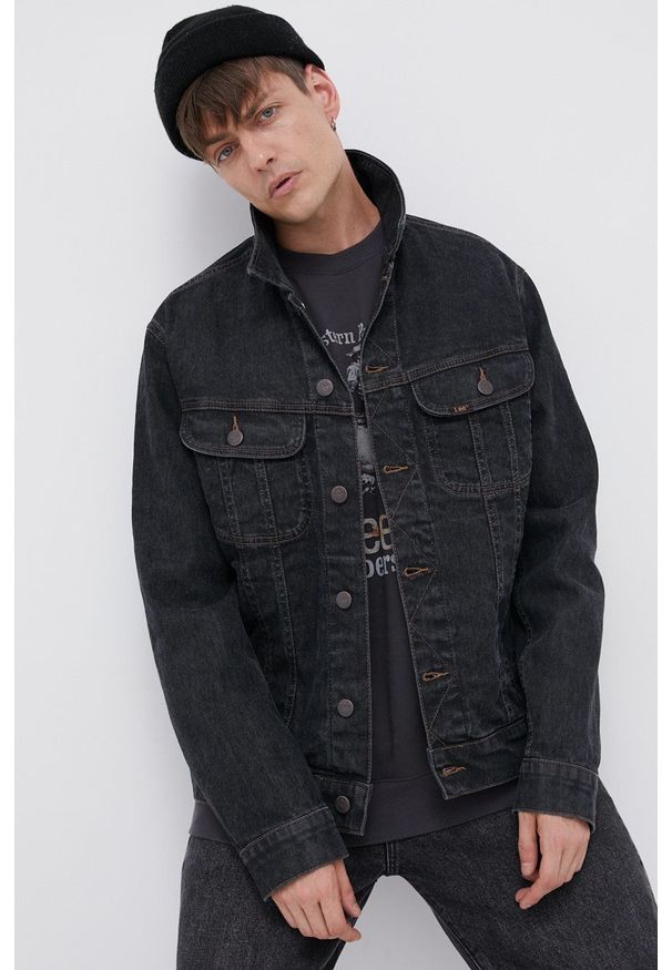 Lee Kurtka jeansowa męska kolor czarny przejściowa. Okazja: na co dzień. Kolor: czarny. Materiał: jeans. Styl: casual