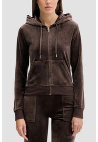 Juicy Couture - JUICY COUTURE Czekoladowa bluza damska Robertson Hoodie, Rozmiar L. Okazja: na co dzień. Kolor: brązowy. Materiał: materiał. Styl: klasyczny, casual #1