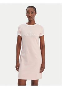 Guess Sukienka codzienna V6GK05 K2988 Różowy Regular Fit. Okazja: na co dzień. Kolor: różowy. Materiał: bawełna. Typ sukienki: proste. Styl: casual #1