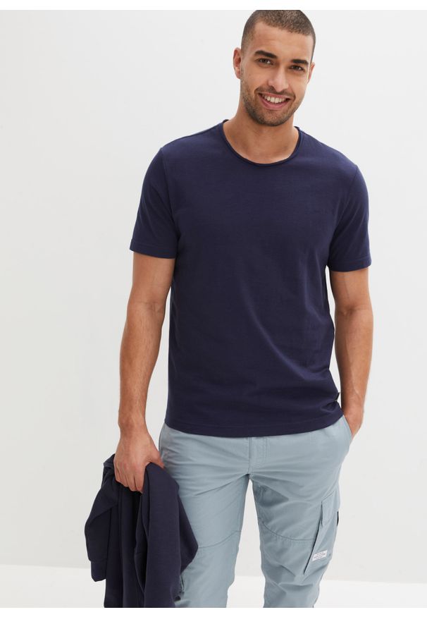bonprix - T-shirt z bawełny organicznej. Kolor: niebieski. Materiał: bawełna