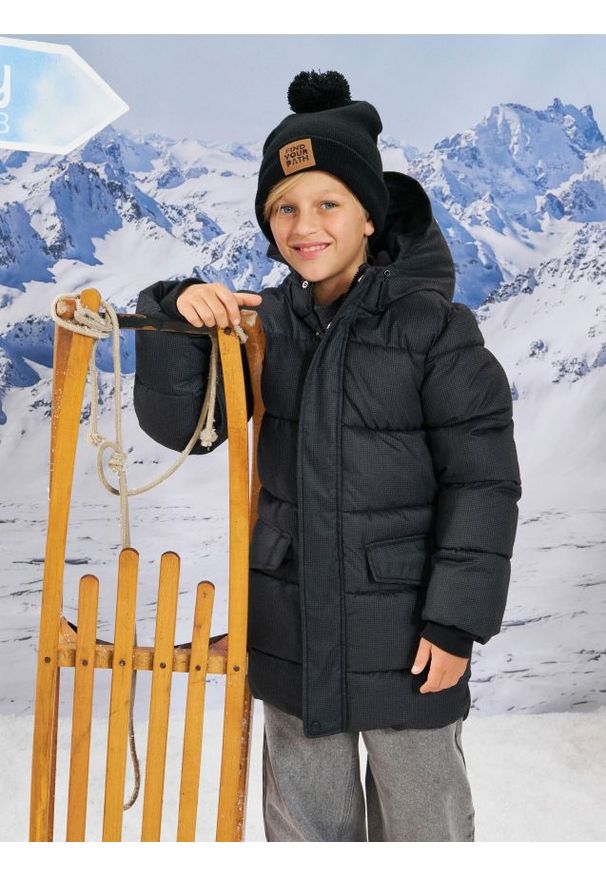 Sinsay - Pikowana kurtka puffer z kapturem - szary. Typ kołnierza: kaptur. Kolor: szary