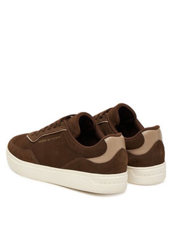 TOMMY HILFIGER - Tommy Hilfiger Sneakersy Casual FW0FW09050 Brązowy. Okazja: na co dzień. Kolor: brązowy. Materiał: zamsz, skóra