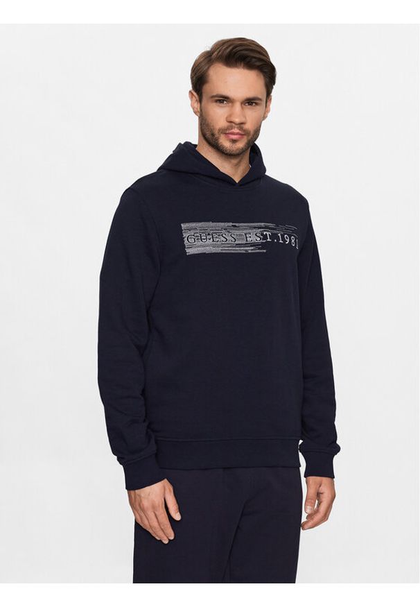 Guess Bluza Beau M3YQ36 KBK32 Granatowy Regular Fit. Kolor: niebieski. Materiał: bawełna, syntetyk