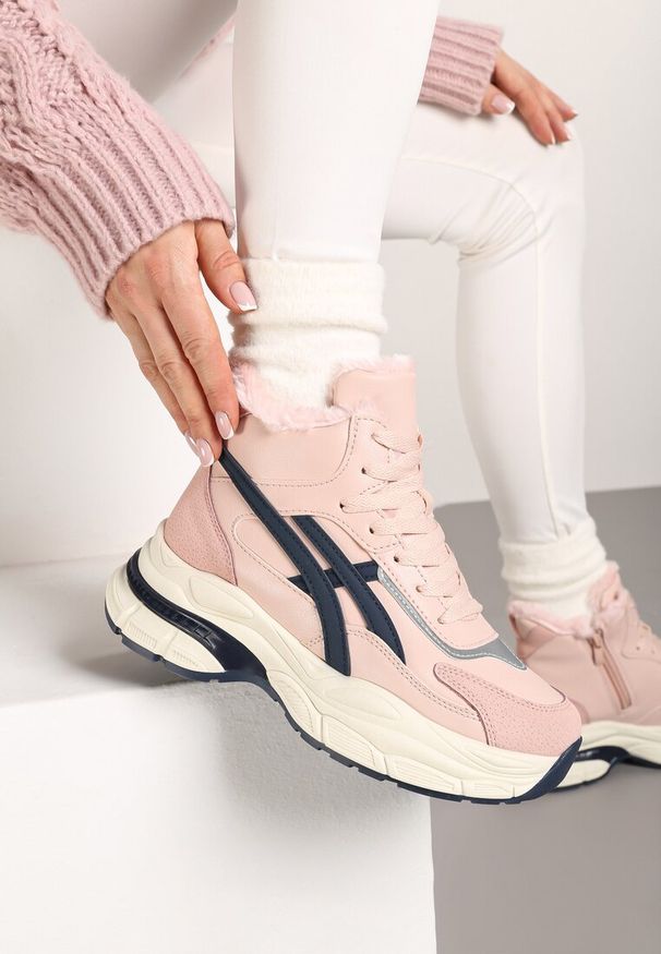 Born2be - Różowe Sneakersy za Kostkę na Platformie Eloriane. Wysokość cholewki: za kostkę. Kolor: różowy. Sezon: zima. Obcas: na platformie