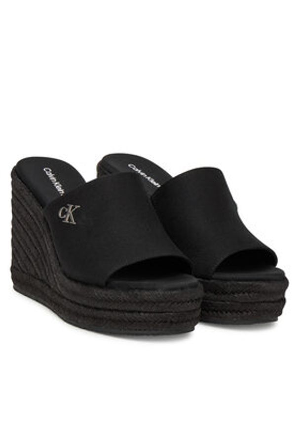 Calvin Klein Jeans Espadryle Wedge Rope Slide Mg YW0YW01699 Czarny. Kolor: czarny. Materiał: materiał