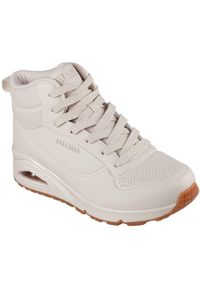 skechers - Buty do chodzenia damskie Skechers Stand High. Kolor: beżowy. Materiał: syntetyk, materiał. Szerokość cholewki: normalna. Sport: turystyka piesza
