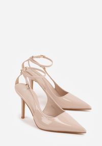 Born2be - Beżowe Lakierowane Sandały na Szpilce z Wycięciami i Paskami Guinemere. Okazja: do pracy. Zapięcie: pasek. Kolor: beżowy. Materiał: lakier. Obcas: na szpilce. Styl: elegancki, klasyczny #3