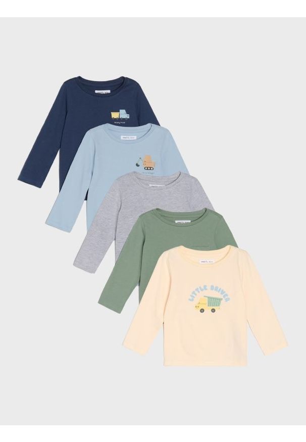 Sinsay - Koszulki z długimi rękawami 5 pack - kremowy. Kolor: kremowy. Długość rękawa: długi rękaw. Długość: długie