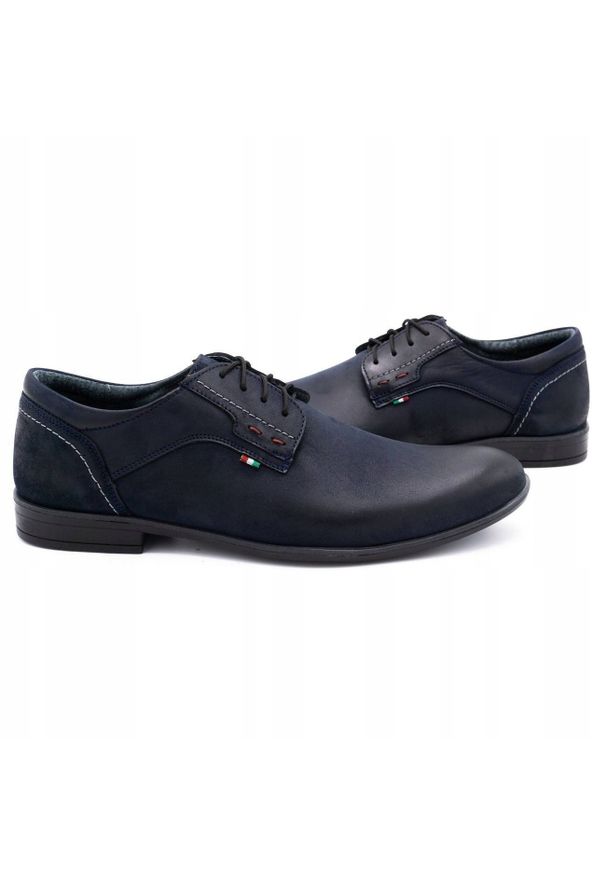 Buty Olivier skórzane męskie 305GT granatowe. Kolor: niebieski. Materiał: skóra. Sezon: jesień, wiosna. Styl: sportowy