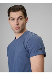4f - 4F T-shirt regular gładki męski - granatowy S. Okazja: na co dzień. Kolor: niebieski. Materiał: dzianina, materiał, bawełna. Wzór: gładki. Styl: casual, klasyczny #2