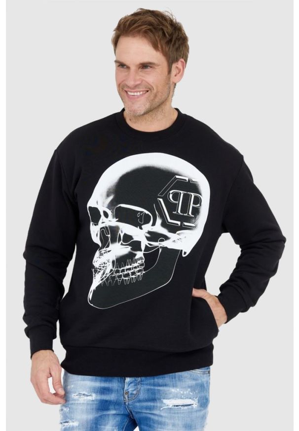 Philipp Plein - PHILIPP PLEIN Czarna bluza męska x-ray skull, Rozmiar XL. Kolor: czarny