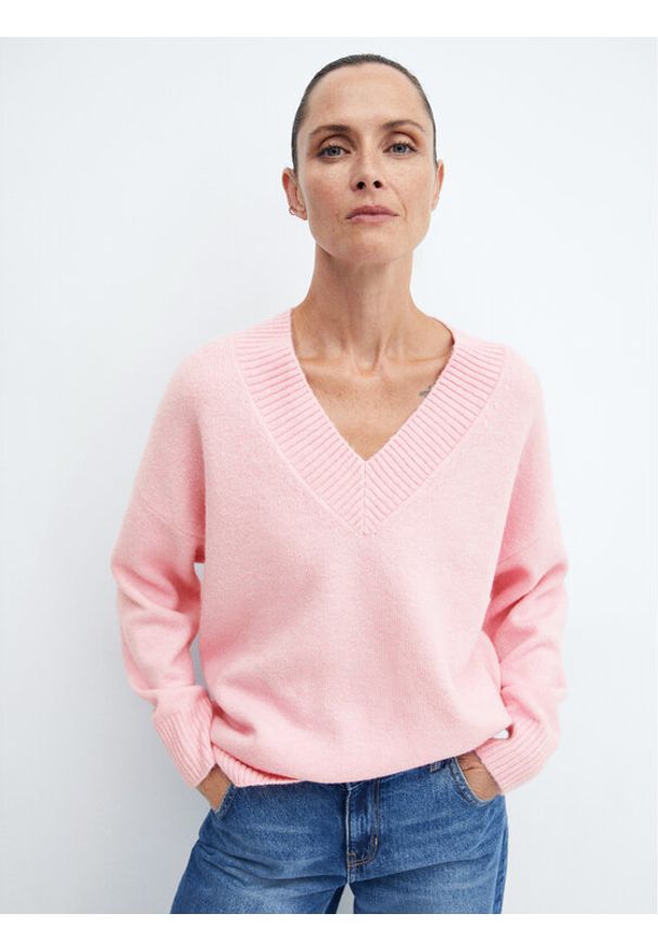 mango - Sweter Mango. Kolor: różowy. Materiał: syntetyk