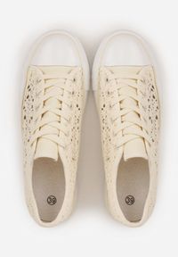 Born2be - Jasnobeżowe Ażurowe Trampki Przed Kostkę Russi. Wysokość cholewki: przed kostkę. Kolor: beżowy. Materiał: jeans. Wzór: ażurowy #2