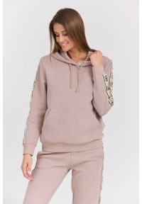 Guess - GUESS Damska bluza w kolorze taupe Carla Hooded. Kolor: beżowy. Materiał: materiał, poliester, bawełna. Styl: elegancki