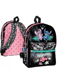 NoName - Mokyklinė kuprinė Paso Stitch Tropical Love, juoda/rožinė