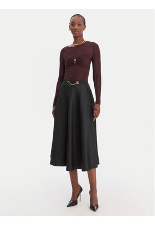 Elisabetta Franchi Spódnica midi GO-156-61E2-V320 Czarny Regular Fit. Kolor: czarny. Materiał: syntetyk