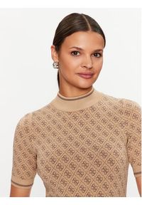 Guess Sukienka dzianinowa W3YK39 Z37K0 Beżowy Slim Fit. Kolor: beżowy. Materiał: wiskoza
