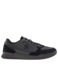 TOMMY HILFIGER - Buty Tommy Hilfiger Elevated Cupsole Leather Trainers FM0FM04929-BDS - czarne. Okazja: na co dzień. Zapięcie: sznurówki. Kolor: czarny. Materiał: poliester, skóra, guma. Szerokość cholewki: normalna. Wzór: aplikacja