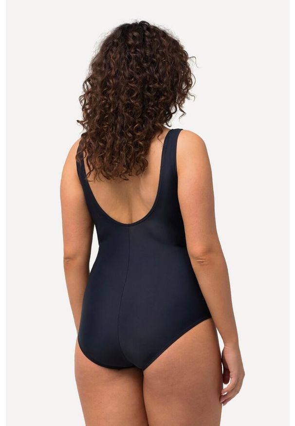 ULLA POPKEN - Damski Kostium kąpielowy lamówki bez miękkich miseczek. Kolekcja: plus size. Kolor: niebieski. Materiał: elastan, poliamid, materiał