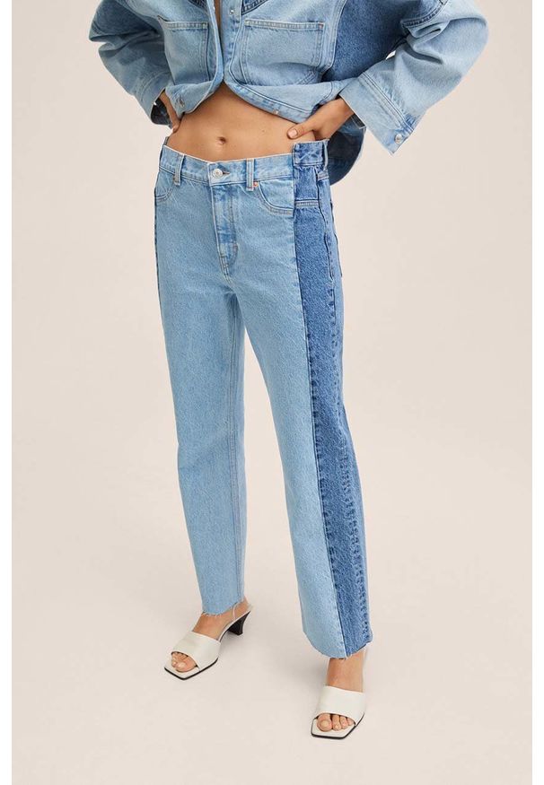 mango - Mango jeansy Vibeke damskie high waist. Stan: podwyższony. Kolor: niebieski