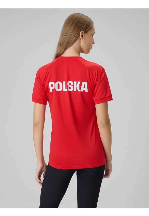 4f - 4F Koszulka kibica uniseks - czerwona M. Kolor: czerwony. Długość rękawa: raglanowy rękaw. Wzór: napisy. Styl: sportowy