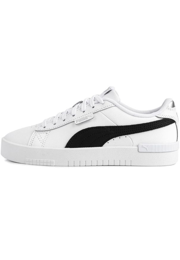Puma - Damskie buty sportowe niskie skórzane biało czarne PUMA JADA. Kolor: czarny, biały, wielokolorowy. Materiał: skóra. Sport: turystyka piesza