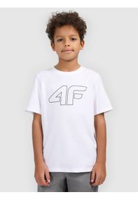 4f - 4F T-shirt z nadrukiem chłopięcy - biały 122 (6-7 lat). Okazja: na co dzień. Kolor: biały. Materiał: bawełna, dzianina, jersey. Wzór: nadruk. Sezon: lato. Styl: klasyczny, casual, sportowy #2