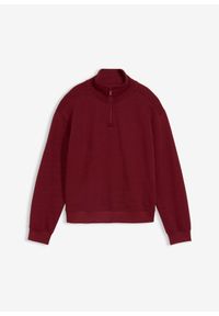 bonprix - Bluza z czystej bawełny organicznej. Typ kołnierza: kołnierzyk stójkowy. Kolor: czerwony. Materiał: bawełna. Styl: sportowy #1