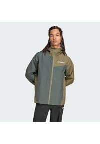 Adidas - Kurtka Terrex Multi 2.5L Rain.Rdy. Kolor: wielokolorowy, beżowy, zielony. Materiał: materiał