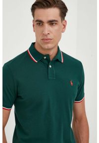 Polo Ralph Lauren polo bawełniane kolor zielony gładki. Typ kołnierza: polo. Kolor: zielony. Materiał: bawełna. Długość: krótkie. Wzór: gładki #5