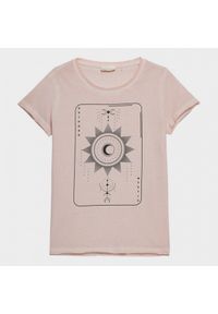 outhorn - T-shirt z nadrukiem damski. Okazja: na co dzień. Materiał: bawełna, dzianina. Wzór: nadruk. Styl: casual #3