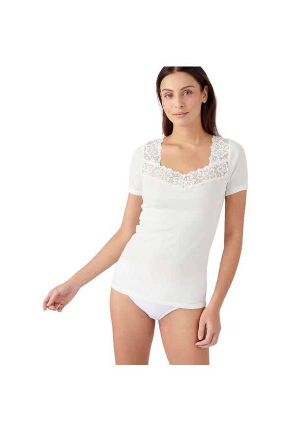 DAMART - Koszulka damska Damart Thermolactyl. Kolor: biały. Materiał: skóra